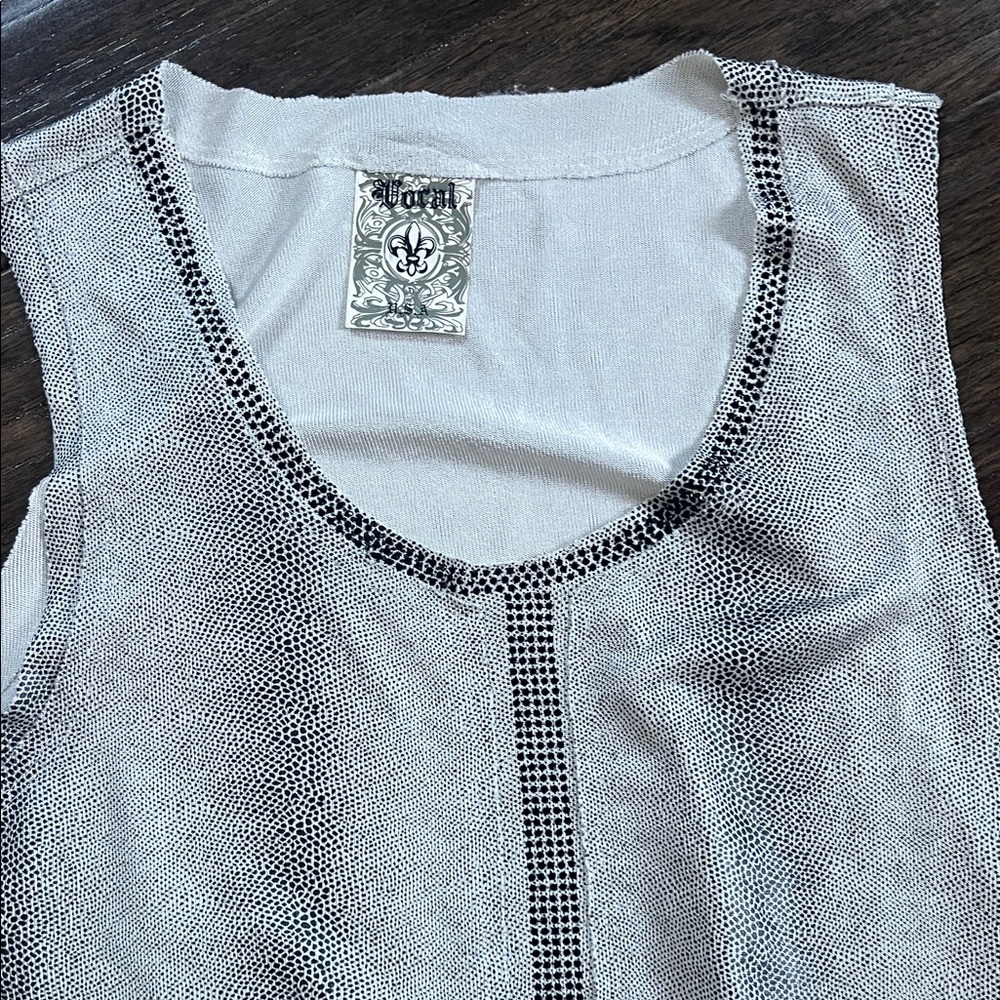 Vocal Black and White Textured Tank Top